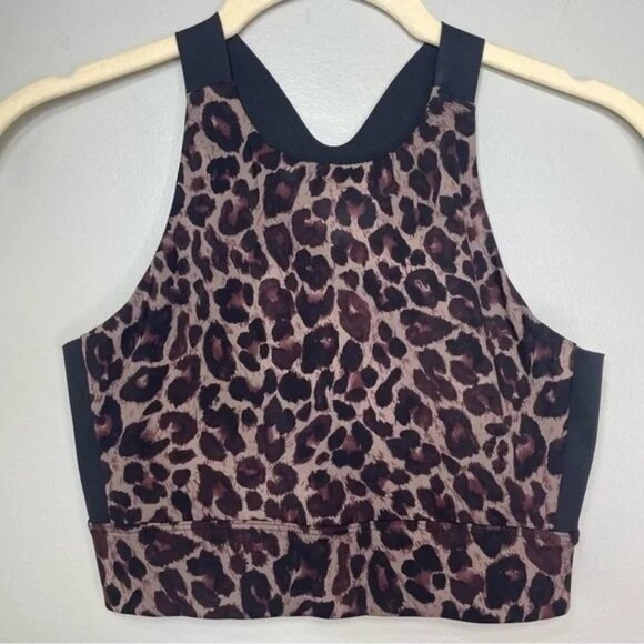 Varley Sherman Leopard Print Longline Racerback Sports Bra Size XS Mob Wife - Picture 3 of 6